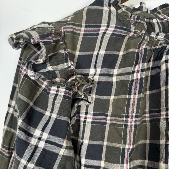 Gap Plaid Riddle Women's Olive Long Sleeve Shirt Size Medium‎ - Picture 3 of 6